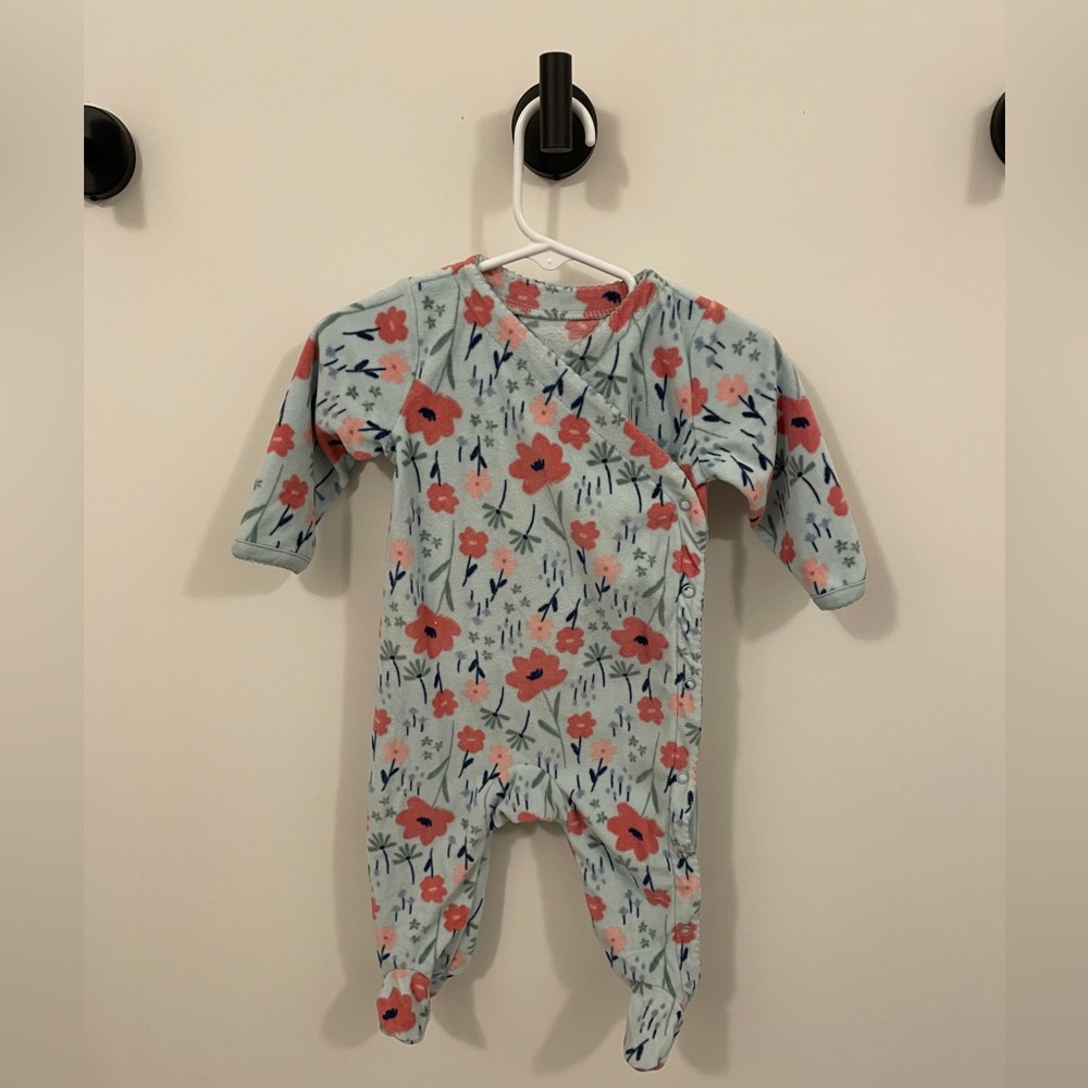 Carter’s 6 month footie onesie pink flowers